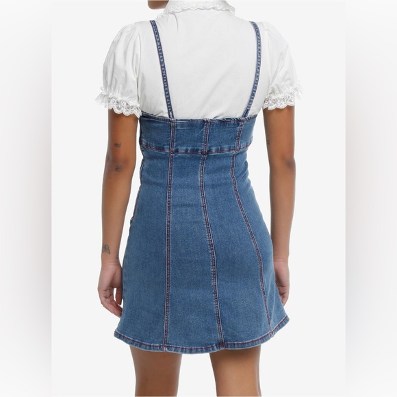 Sweet Society Strawberries Blue Denim Mini Dress - Picture 2 of 11
